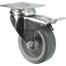 Light Duty Pressed Steel Castors, Rubber Non-Marking Tyred Wheel, Nylon Centre, Plain Bearing thumbnail-0