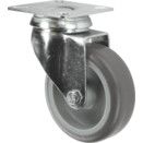Light Duty Pressed Steel Castors, Rubber Non-Marking Tyred Wheel, Nylon Centre, Plain Bearing thumbnail-3