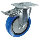 Light/Medium Duty Pressed Steel Castors, Rubber Tyred Wheel with Nylon Centre, Ball Bearing thumbnail-3