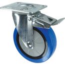 Light/Medium Duty Pressed Steel Castors, Rubber Tyred Wheel with Nylon Centre, Ball Bearing thumbnail-0