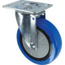 Light/Medium Duty Pressed Steel Castors, Rubber Tyred Wheel with Nylon Centre, Ball Bearing thumbnail-2
