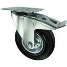 Medium Duty Pressed Steel Castors, Rubber Tyred Wheel with Pressed Steel Centre, Fixed Top Plate thumbnail-0