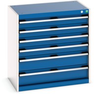 Cubio Drawer Cabinet, 6 Drawers, Blue/Light Grey, 800 x 800 x 525mm