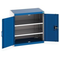 Cubio Storage Cabinet, 2 Perfo Doors, Blue, 800 x 800 x 525mm