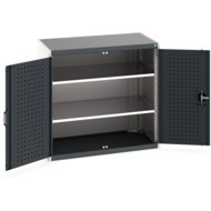 Cubio Storage Cabinet, 2 Perfo Doors, Anthracite Grey, 1000 x 1050 x 650mm