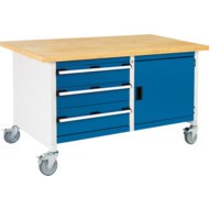 Cubio, Storage bench, Blue/Grey, 840mm x 1500mm x 750mm