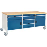 Cubio, Storage bench, Blue/Grey, 840mm x 2000mm x 750mm