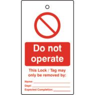 LOCKOUT TAGS - DO NOT OPERATE - SINGLE SIDED PK10