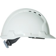 MK8, Safety Helmet, White, HDPE, Vented, Standard Peak, Includes Side Slots