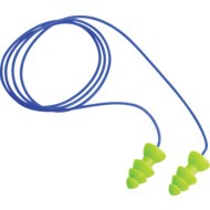Comets®, Reusable Ear Plugs, Corded, Detectable, Triple Flange, 25dB, Green, Plastic, Pk-10 Pairs