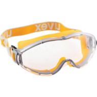 Ultrasonic, Safety Goggles, Polycarbonate, Clear Lens, Grey/Orange Frame, Indirect Ventilation, Anti-Fog/Scratch-resistant/UV-resistant