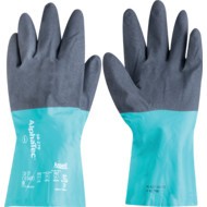 58-270 Alphatec Chemical Resistant Gloves, Black/Green, Nitrile, Nylon Liner, Size 8
