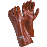 10PG Tegera, Chemical Resistant Gloves, Brown/Red, Vinyl, Interlock Cotton Liner, Size 10