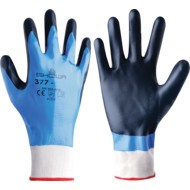 377 Mechanical Hazard Gloves, Black/Blue/White, Nylon/Polyester Liner, Nitrile Coating, EN388: 2003, 4, 1, 2, 1, Size 9