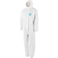 2000-WH Microgard Chemical Protective Coveralls, Disposable, Type 5/6, White, Microporous polyethylene film, Zipper Closure, M