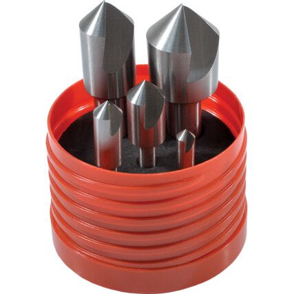 Countersink Set, Countersink, Straight Shank, Set of 5, High Speed Steel, Uncoated