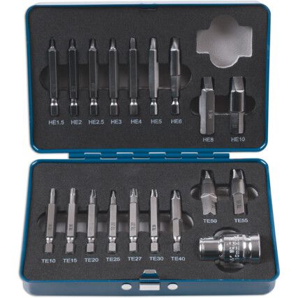 EXTRACTOR SET FOR TORX® HEX FITTINGS 19PC