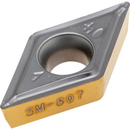 DCMT 11T304-SM, Turning Insert, Grade IC807, Carbide, 55° Rhombic