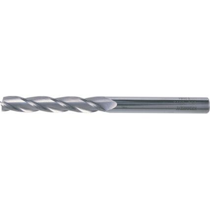 End Mill, Long, 10mm, Plain Round Shank, 3fl, Carbide, Uncoated