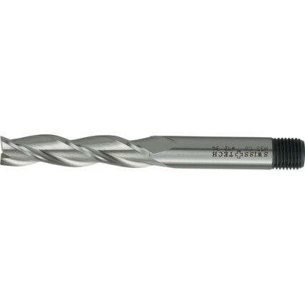 34, Long Series, Slot Drill, 10mm, 3 fl, Threaded Shank, Cobalt High Speed Steel, Uncoated