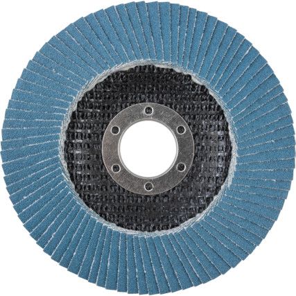 566A, Flap Disc, 65028, 115 x 22.23mm, Conical (Type 29), P120, Zirconia