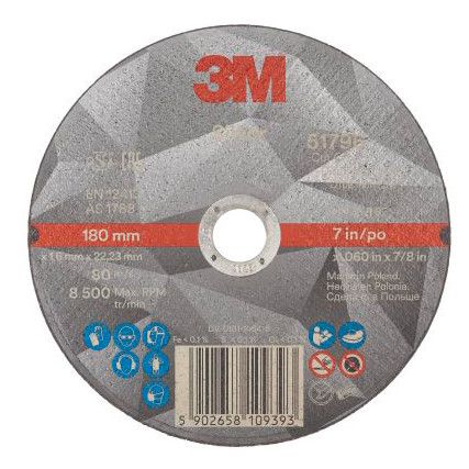 51797, Cutting Disc, Silver, 36-Medium, 180 x 12 x 22.23 mm, Type 41, Ceramic