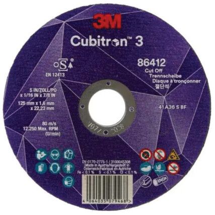 CUT-OFF DISC 86647 60+T41 125mm X1mm X 22.23mm