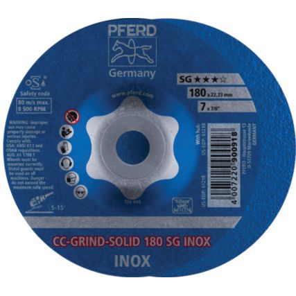 Cutting Disc, CC-GRIND-SOLID, 180 x 22.23 mm, Type 42