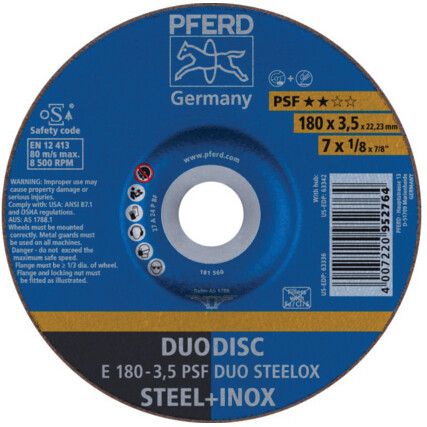Cutting Disc, DUODISC, 46-Fine/Medium, 150 x 3.5 x 22.23 mm, Type 42, Aluminium Oxide