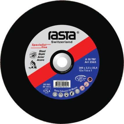3568RA, Cutting Disc, Specialist Line, 24-Coarse, 350 x 3 x 25.4 mm, Type 41, Aluminium Oxide