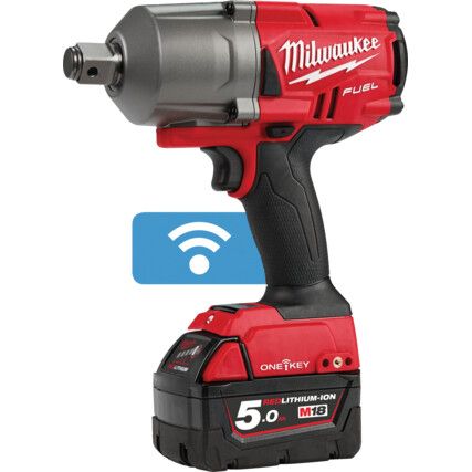 M18ONEFHIWF34 Cordless Impact Wrench, 3/4in. Drive, 18V, Brushless, 2034Nm Max. Torque, 2 x 5.0Ah Batteries