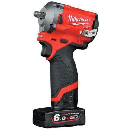 M12FIW38-622 Cordless Impact Wrench, 3/8in. Drive, 12V, Brushless, 339Nm Max. Torque, 1.0Ah and 6.0Ah Batteries