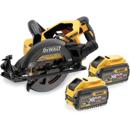 DCS577T2-GB 54V XR FLEXVOLT Cordless Brushless High Torque 190mm Circular Saw with 2x 6.0ah Batteries and charger in soft kit Bag