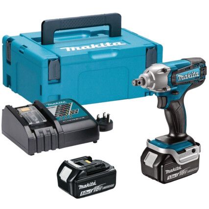 DTW190RTJ Cordless Impact Wrench, 1/2in. Drive, 18V, Brushed, 190Nm Max. Torque, 2, x