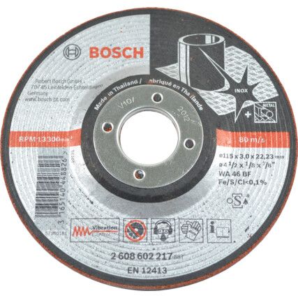 Grinding Disc, 46-Medium, 115 x 3 x 22.54 mm, Type 27, Aluminium Oxide