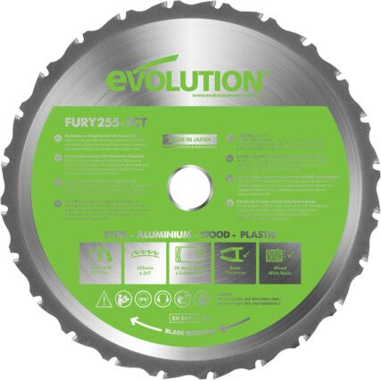 FURY 255mm Replacement Multipurpose Tungsten Carbide Tipped Blades With Evolution RAGE Technology