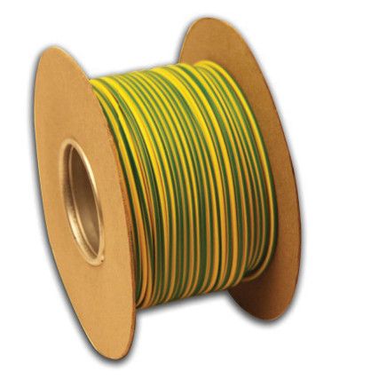 Cable Sleeving Reel, PVC Solid, 100m x 2mm Diameter - Green & Yellow