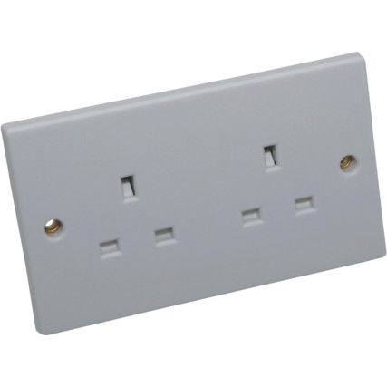 Double Socket, Unswitched, 2-Gang, 13A