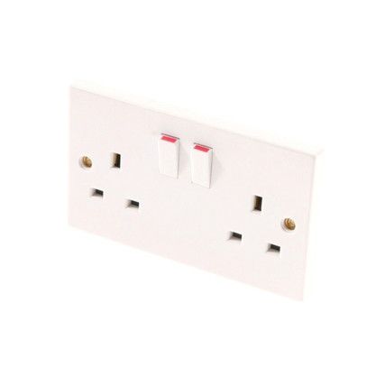 Double Socket, Switched, Single Pole, 13A