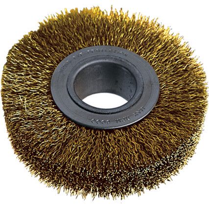 Industrial Rotary Wire Brushes - Crimped - Brass Coated 30SWG - 200 x 29 x 80mm