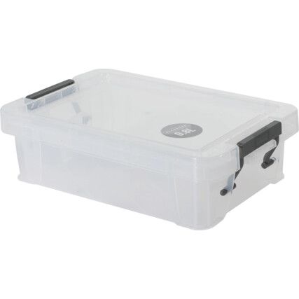 Storage Box with Lid, Clear, 200x125x50mm, 0.8L