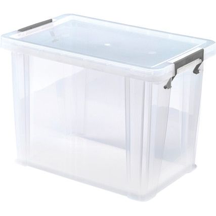 Storage Box with Lid, Plastic, Clear, 400x260x290mm