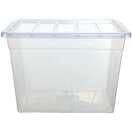 Storage Box with Lid, Clear, 560x410x410mm, 64L
