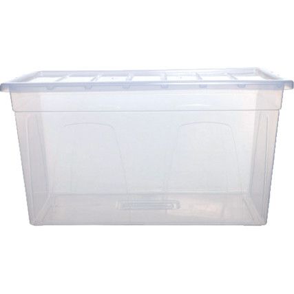 Storage Box with Lid, Clear, 750x410x410mm, 96L