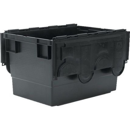 Euro Container with Lid, Black, 600x400x335mm, 68L