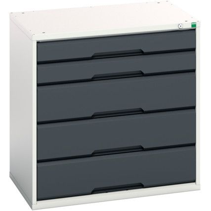 Verso Drawer Cabinet, 5 Drawers, Anthracite Grey/Light Grey, 800 x 800 x 550mm