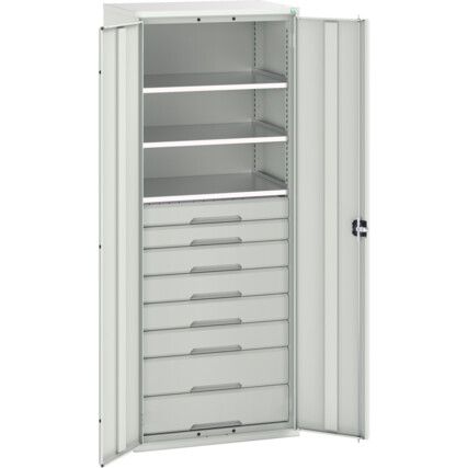 Verso Kitted Cupboard, 2 Doors, Light Grey, 2000 x 800 x 550mm