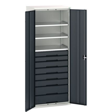 Verso Kitted Cupboard, 2 Doors, Anthracite Grey, 2000 x 800 x 550mm