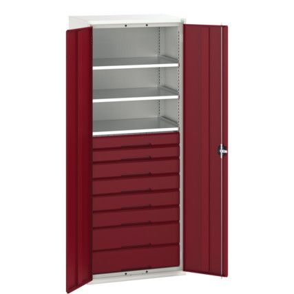 Verso Kitted Cupboard, 2 Doors, Red, 2000 x 800 x 550mm