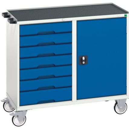 Verso Maintenance Trolley with 7 Drawers 1 Cupboard Top Tray Mat